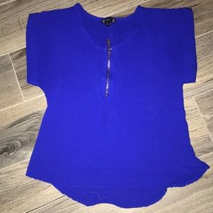 Blue shirt with gold zipper